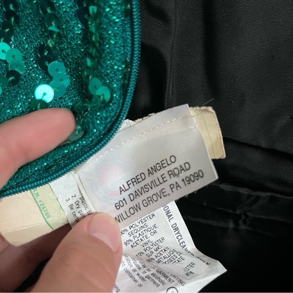 Vintage Flirtations Alfred Angelo Dress green gown sequin women small sexy long - Picture 9 of 11